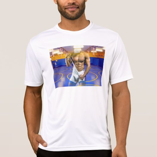 SlipperyJoeの筋肉質な男性は6パックのジムのトレーニングを膨らませる Tシャツ (正面)