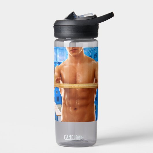 SlipperyJoeの筋肉質な男性シルクのない6パック体操 ウォーターボトル (左面)