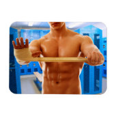 SlipperyJoeの筋肉質な男性シルクのない6パック体操 マグネット (横)