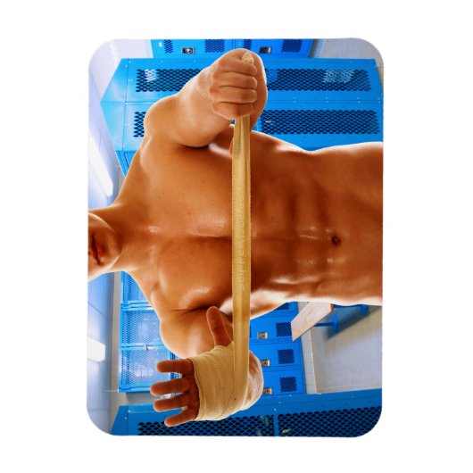 SlipperyJoeの筋肉質な男性シルクのない6パック体操 マグネット (縦)