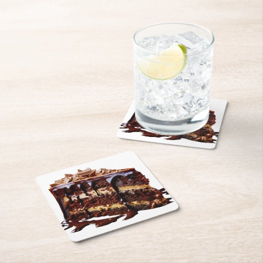 SlipperyJoeの純粋なチョコレートケーキのデカダンスリッチ スクエアペーパーコースター (インサイチュ)