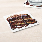 SlipperyJoeの純粋なチョコレートケーキのデカダンスリッチ スクエアペーパーコースター (アングル)