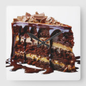 SlipperyJoeの純粋なチョコレートケーキの贅沢なリッチな味わい スクエア壁時計 (正面)