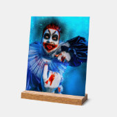 SlipperyJoeの脅迫的なピエロハッピーハローウィン赤b アクリルサイン (傾斜)