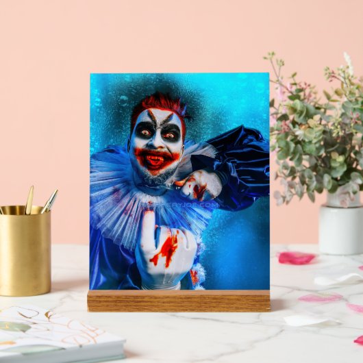 SlipperyJoeの脅迫的なピエロハッピーハローウィン赤b アクリルサイン (ウェディング)