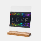 SlipperyJoeの落書きラブワード虹グラデーション アクリルサイン (傾斜)