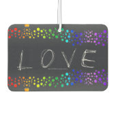 SlipperyJoeの落書きラブワード虹グラデーション カーエアーフレッシュナー (正面)