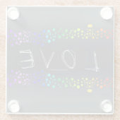 SlipperyJoeの落書きラブワード虹グラデーション ガラスコースター (裏面)