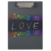 SlipperyJoeの落書きラブワード虹グラデーション クリップボード (正面)