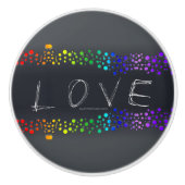 SlipperyJoeの落書きラブワード虹グラデーション セラミックノブ (正面)