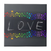 SlipperyJoeの落書きラブワード虹グラデーション タイル (正面)