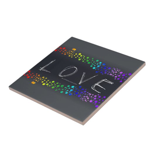 SlipperyJoeの落書きラブワード虹グラデーション タイル (側面)