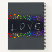 SlipperyJoeの落書きラブワード虹グラデーション ノートブック (裏面)