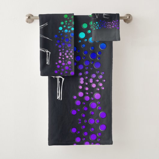 SlipperyJoeの落書きラブワード虹グラデーション バスタオルセット (インサイチュ)