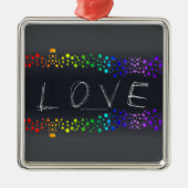 SlipperyJoeの落書きラブワード虹グラデーション メタルオーナメント (正面)