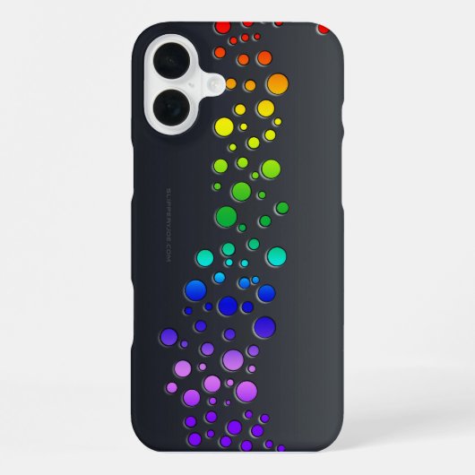 SlipperyJoeの落書きラブワード虹グラデーション iPhoneケース (裏面)