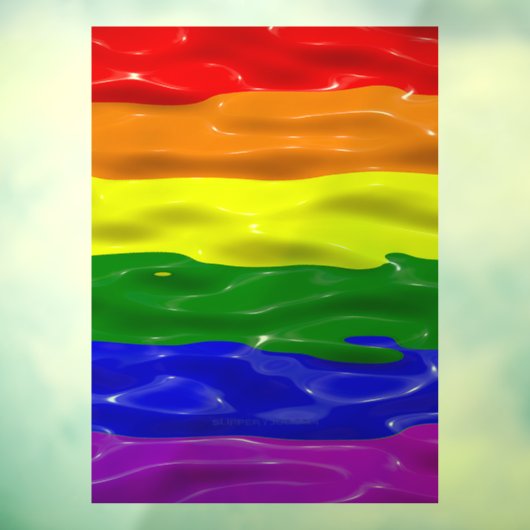 SlipperyJoeの虹のプライドカラー光沢のある液体t ウィンドウサイン (シート3)