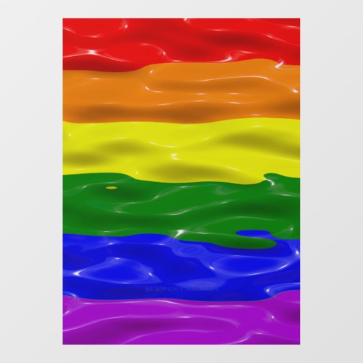 SlipperyJoeの虹のプライドカラー光沢のある液体t ウィンドウサイン (シート)