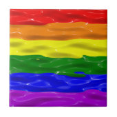 SlipperyJoeの虹のプライドカラー光沢のある液体t タイル (正面)