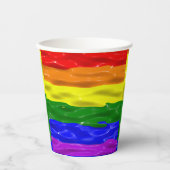 SlipperyJoeの虹のプライドカラー光沢のある液体t 紙コップ (正面)