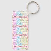 SlipperyJoeの虹のLGBTQ+コミュニティのワードクラウド キーホルダー (裏面)