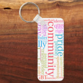 SlipperyJoeの虹のLGBTQ+コミュニティのワードクラウド キーホルダー (正面)