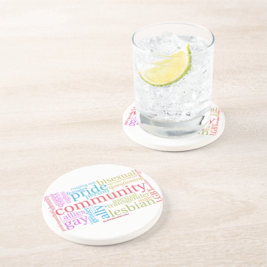 SlipperyJoeの虹のLGBTQ+コミュニティのワードクラウド コースター (側面)