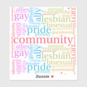 SlipperyJoeの虹のLGBTQ+コミュニティのワードクラウド シール (シート)