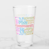 SlipperyJoeの虹のLGBTQ+コミュニティのワードクラウド タンブラーグラス (裏面)