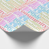 SlipperyJoeの虹のLGBTQ+コミュニティのワードクラウド ラッピングペーパー (角)