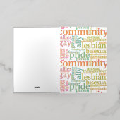 SlipperyJoeの虹のLGBTQ+コミュニティのワードクラウド 箔グリーティングカード (外側レイダウン)