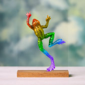 SlipperyJoeの虹色のカエル レンダリングされた彫刻 アクリルサイン (ニュートラル)