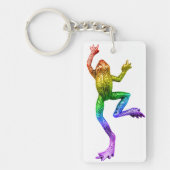 SlipperyJoeの虹色のカエル レンダリングされた彫刻 キーホルダー (正面)