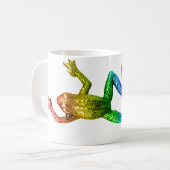 SlipperyJoeの虹色のカエル レンダリングされた彫刻 コーヒーマグカップ (正面左)