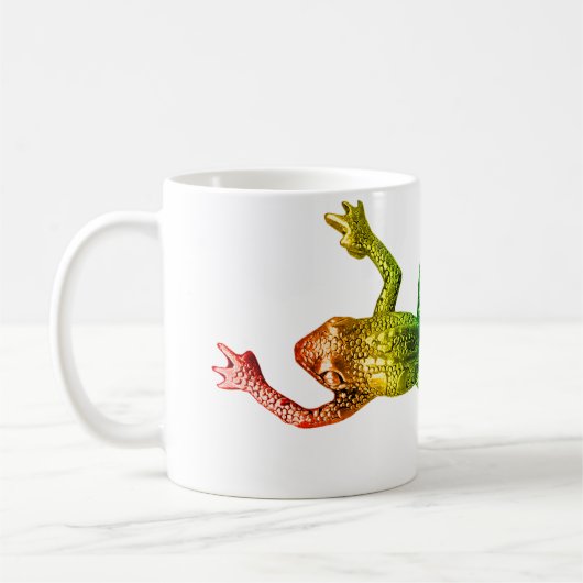 SlipperyJoeの虹色のカエル レンダリングされた彫刻 コーヒーマグカップ (左)