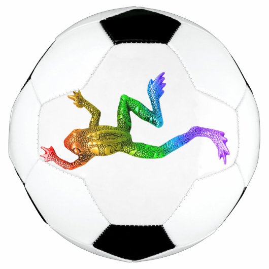 SlipperyJoeの虹色のカエル レンダリングされた彫刻 サッカーボール (正面)