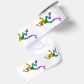 SlipperyJoeの虹色のカエル レンダリングされた彫刻 サテンリボン (裏面)