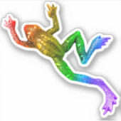 SlipperyJoeの虹色のカエル レンダリングされた彫刻 シール (正面)