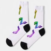 SlipperyJoeの虹色のカエル レンダリングされた彫刻 ソックス (左)