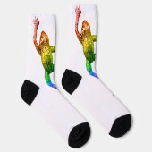 SlipperyJoeの虹色のカエル レンダリングされた彫刻 ソックス (右)