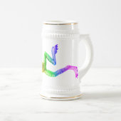 SlipperyJoeの虹色のカエル レンダリングされた彫刻 ビールジョッキ (正面右)