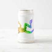 SlipperyJoeの虹色のカエル レンダリングされた彫刻 ビールジョッキ (中央)