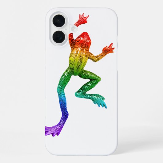 SlipperyJoeの虹色のカエル レンダリングされた彫刻 iPhoneケース (裏面)