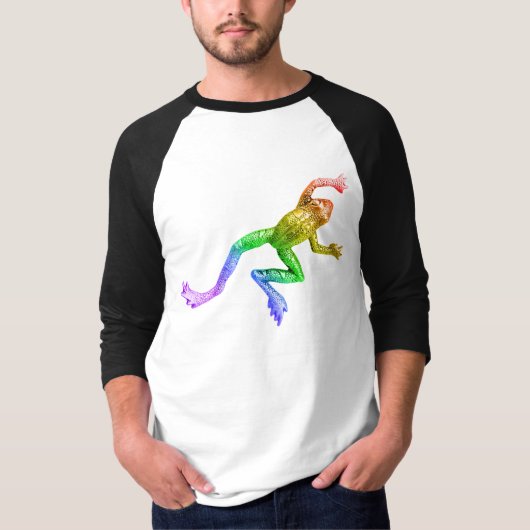 SlipperyJoeの虹色のカエル レンダリングされた彫刻 Tシャツ (正面)