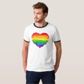 SlipperyJoeの虹色のハートの落書き渦巻き Tシャツ (正面フル)