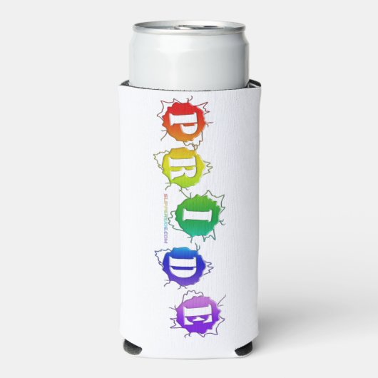 SlipperyJoeの虹色のプライドの看板 スリム缶クーラー (Seltzer正面)