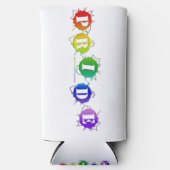 SlipperyJoeの虹色のプライドの看板 スリム缶クーラー (正面)