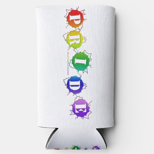 SlipperyJoeの虹色のプライドの看板 スリム缶クーラー (正面)