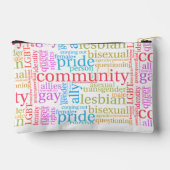 SlipperyJoeの虹色のLGBTQ+コミュニティワードクラウド アクセサリーポーチ (裏面)