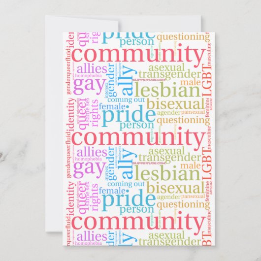 SlipperyJoeの虹色のLGBTQ+コミュニティワードクラウド シーズンカード (正面)